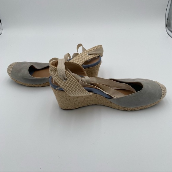 Vionic Maris Ankle Strap Tie Up Suede Crochet Espadrille Wedges Sandals Size 11 - Picture 8 of 9